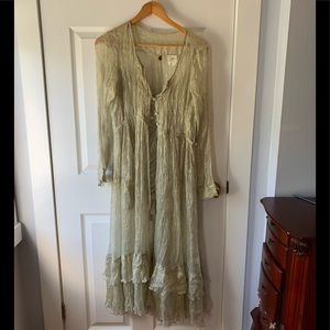 Free people dress combo—mini and sheer button up